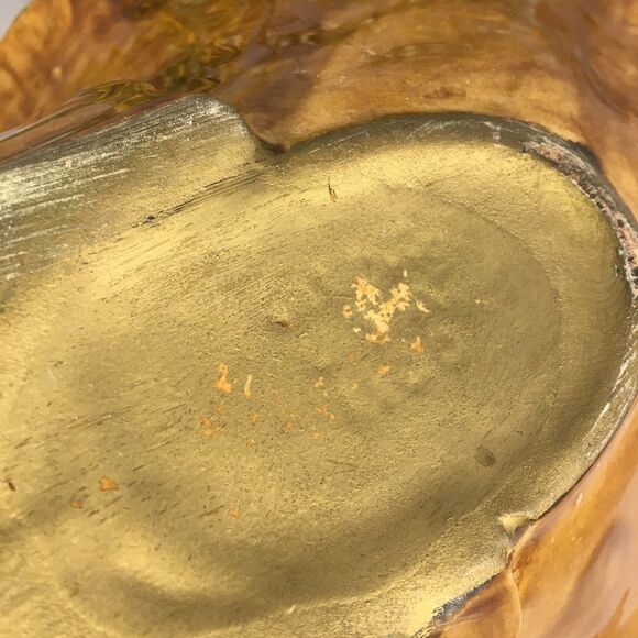 USA Art Mid Century Pottery Volcanic Orange Drip Glaze Cornucopia Fall Decor - Picture 3 of 12